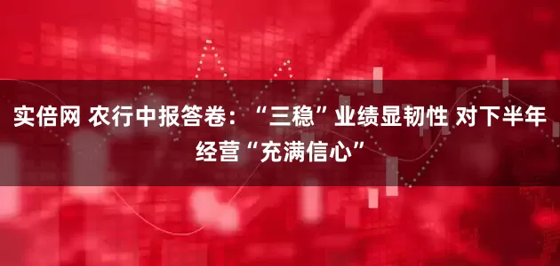 实倍网 农行中报答卷：“三稳”业绩显韧性 对下半年经营“充满信心”